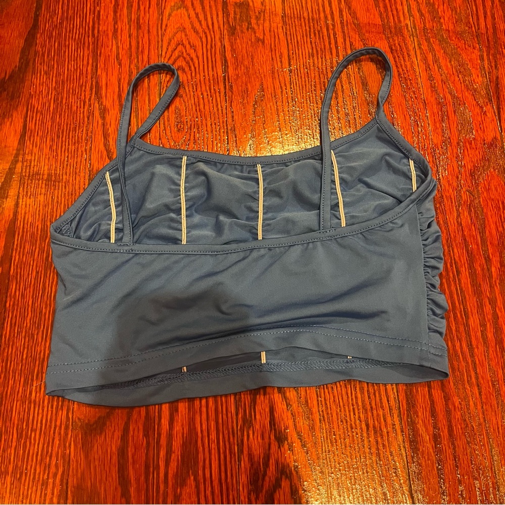 Blue Ruched Crop Top - Picture 3 of 3